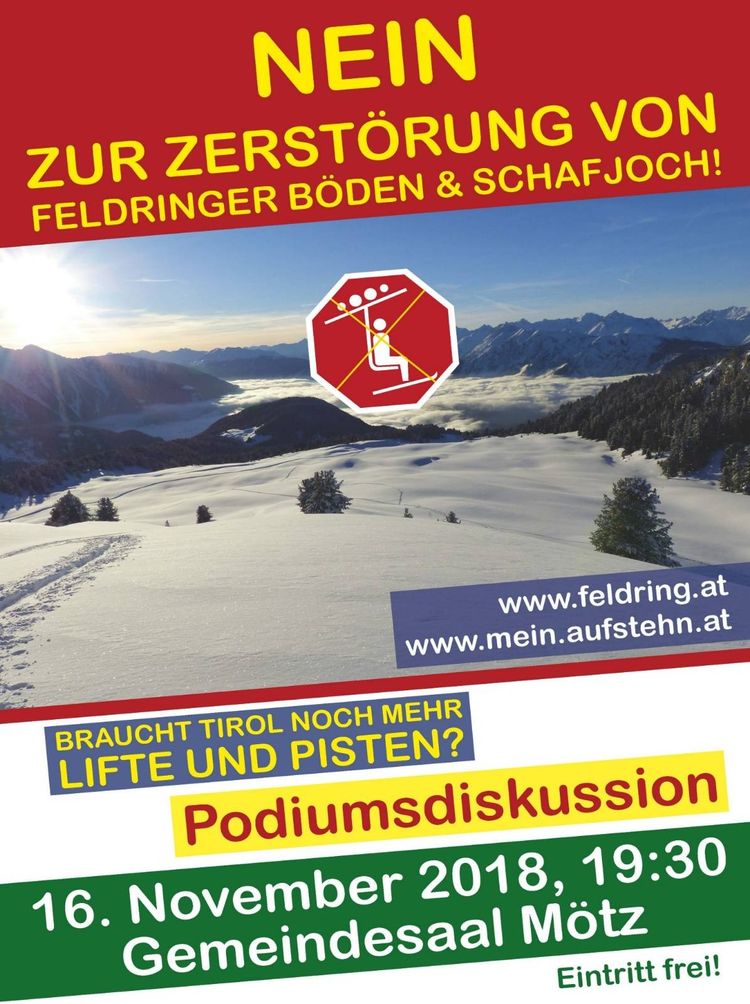 Nein zur Zerstörung von Feldringer Böden & Schafjoch - Podiumsdiskussion  (16.11.2018)